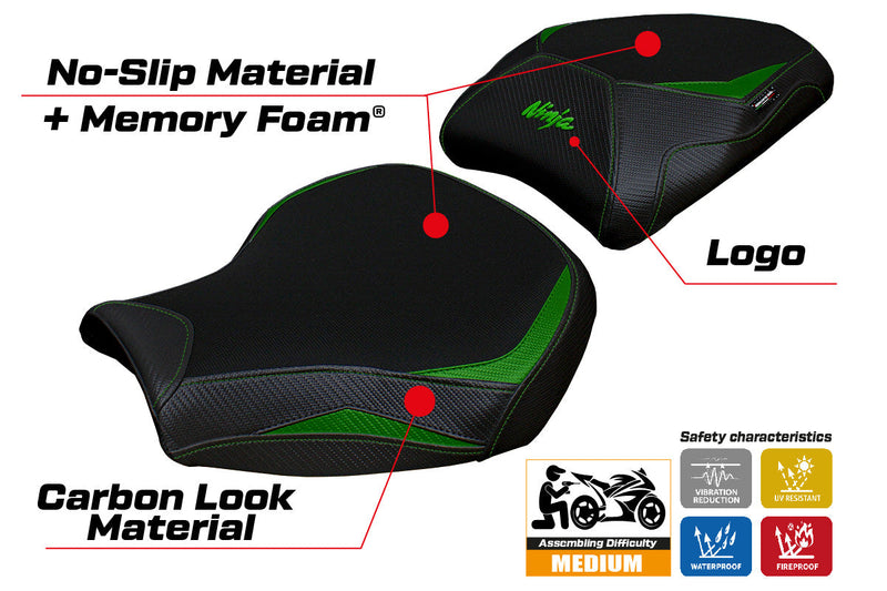 Kawasaki Ninja H2 1000SX 2018-2024 Seat Cover Tappezzeria Italia Comfort in Green