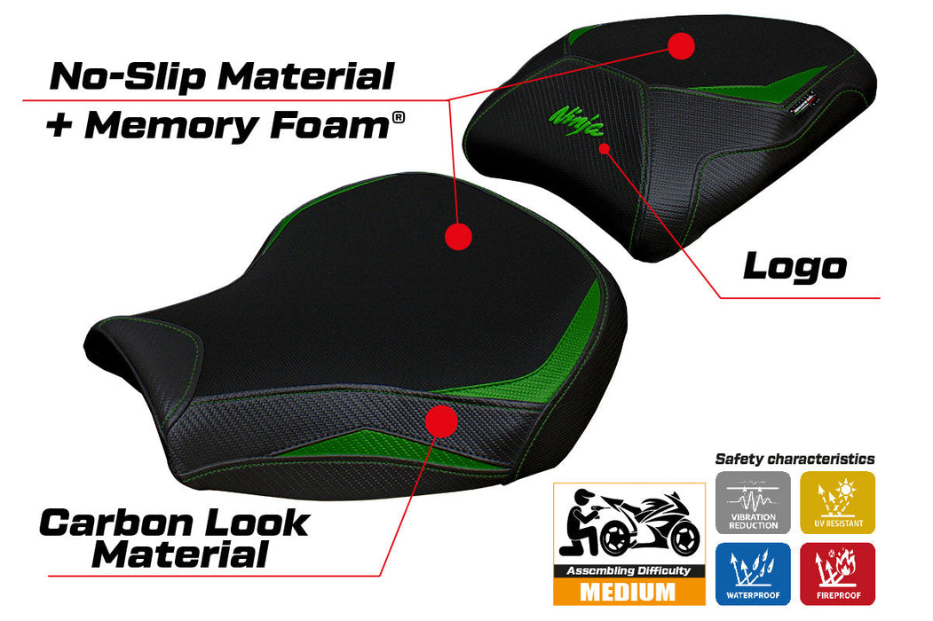 Kawasaki Ninja H2 1000SX 2018-2024 Seat Cover Tappezzeria Italia Comfort in Green