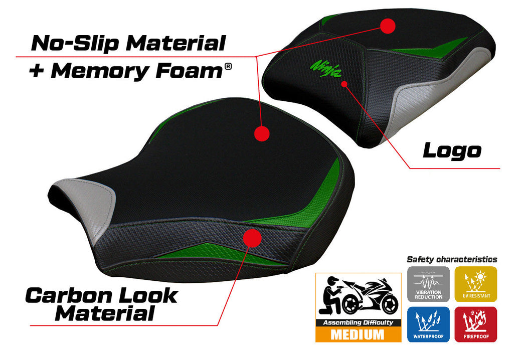 Kawasaki Ninja H2 1000SX 2018-2024 Seat Cover Tappezzeria Italia Comfort in Green SI