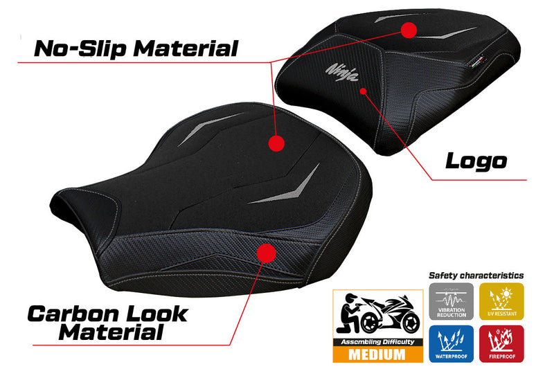 Kawasaki Ninja H2 1000SX 2018-2024 Seat Cover Tappezzeria Italia Ultragrip in Black