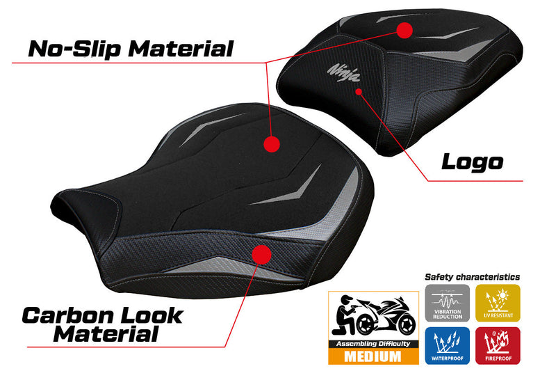 Kawasaki Ninja H2 1000SX 2018-2024 Seat Cover Tappezzeria Italia Ultragrip in Silver