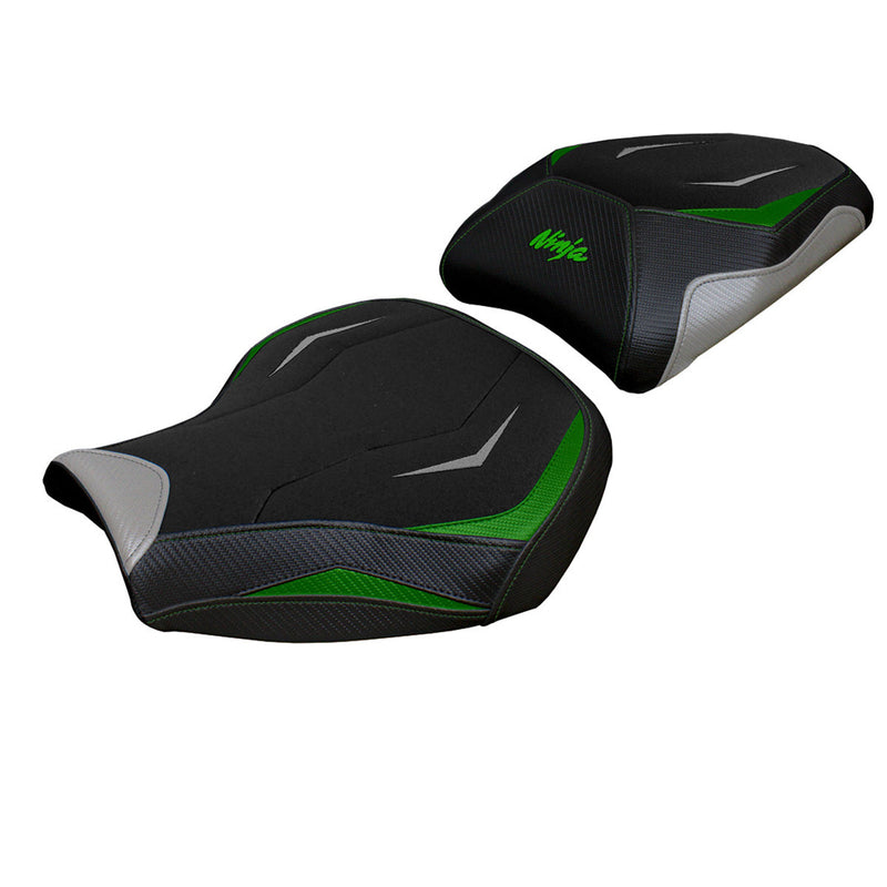 Kawasaki Ninja H2 1000SX 2018-2024 Seat Cover Tappezzeria Italia Ultragrip in Green and Silver