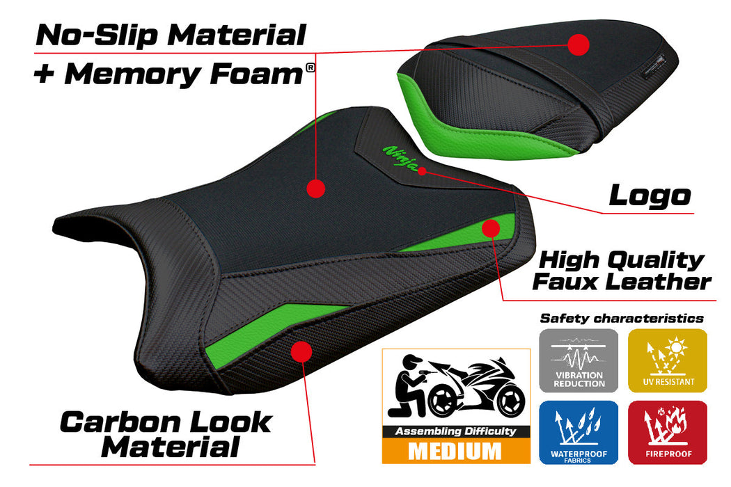 Kawasaki Ninja 300 2013-2017 Seat Cover Tappezzeria Comfort Green