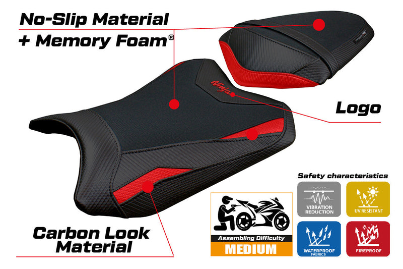 Kawasaki Ninja 300 2013-2017 Seat Cover Tappezzeria Comfort Red