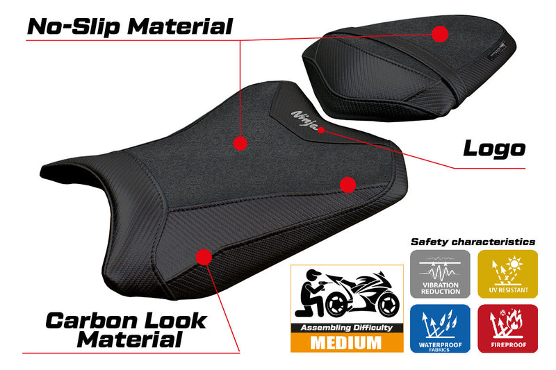 Kawasaki Ninja 300 2013-2017 Seat Cover Tappezzeria Ultragrip Black
