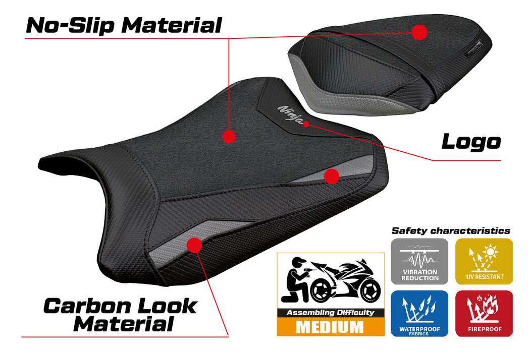 Kawasaki Ninja 300 2013-2017 Seat Cover Tappezzeria Ultragrip Grey