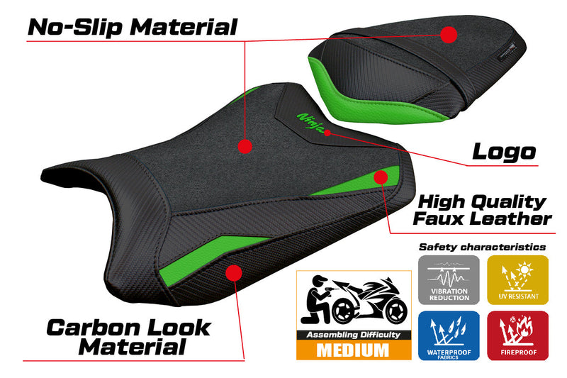 Kawasaki Ninja 300 2013-2017 Seat Cover Tappezzeria Ultragrip Green