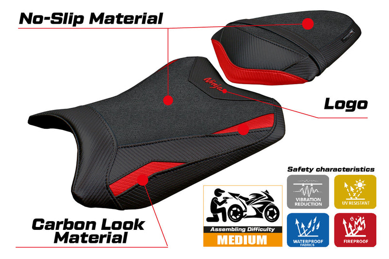 Kawasaki Ninja 300 2013-2017 Seat Cover Tappezzeria Ultragrip Red