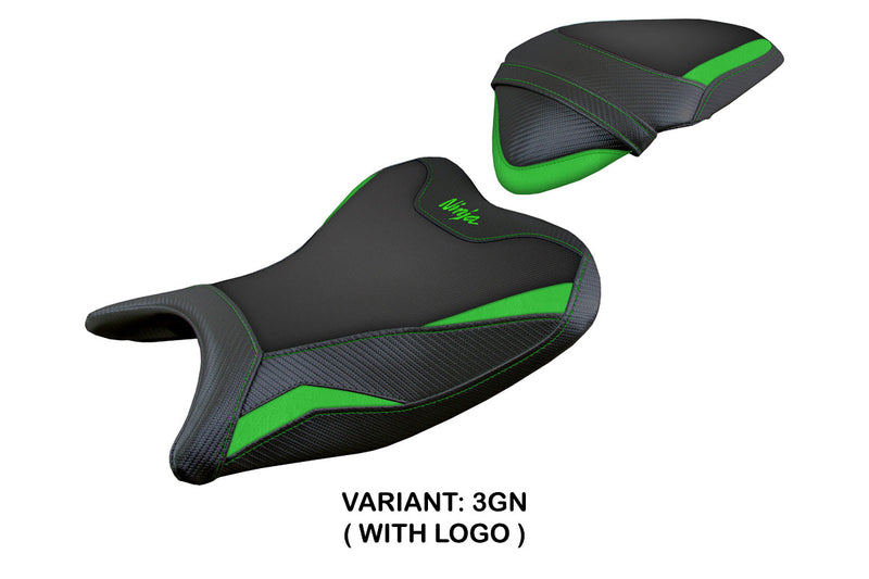 Kawasaki Ninja 400 2018-2023 Seat Cover Tappezzeria Italia in Green and Black