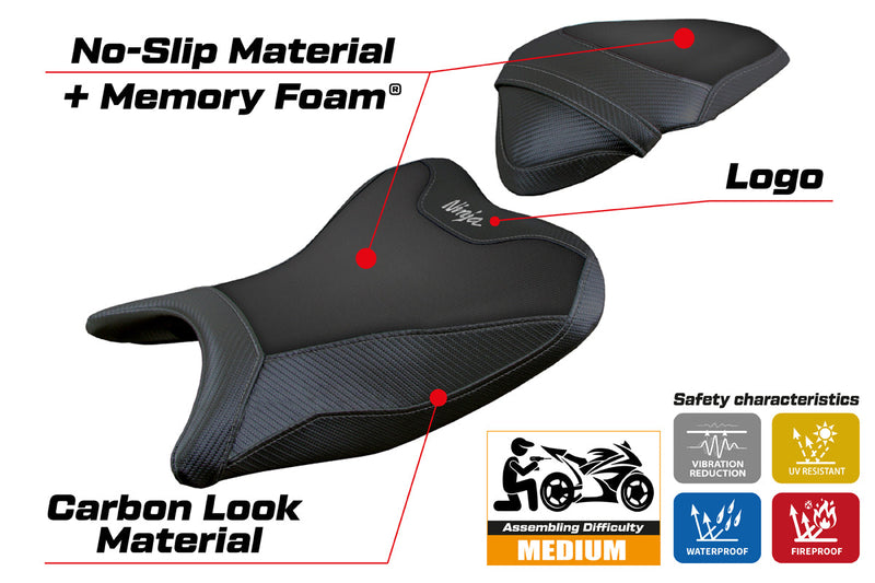 Kawasaki Ninja 400 2018-2023 Seat Cover Tappezzeria Italia Comfort in Black