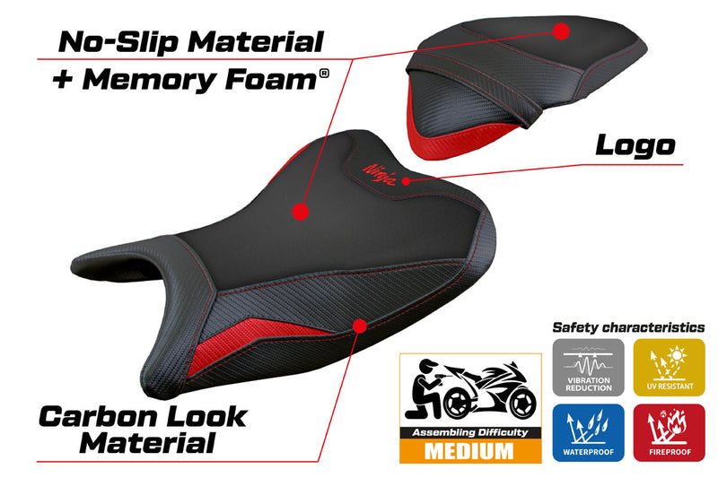 Kawasaki Ninja 400 2018-2023 Seat Cover Tappezzeria Italia Comfort Red