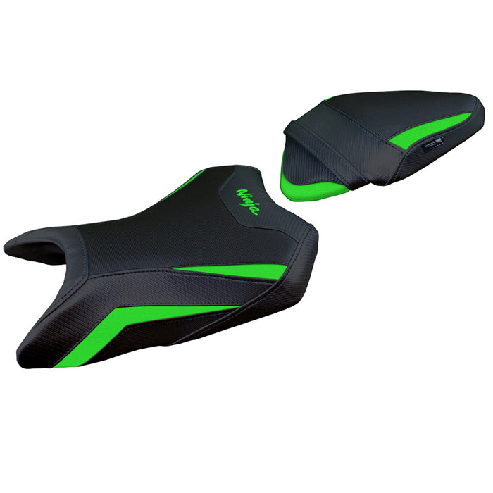 Kawasaki Ninja 500 2024 Seat Cover Tappezzeria Italia in Green and Black