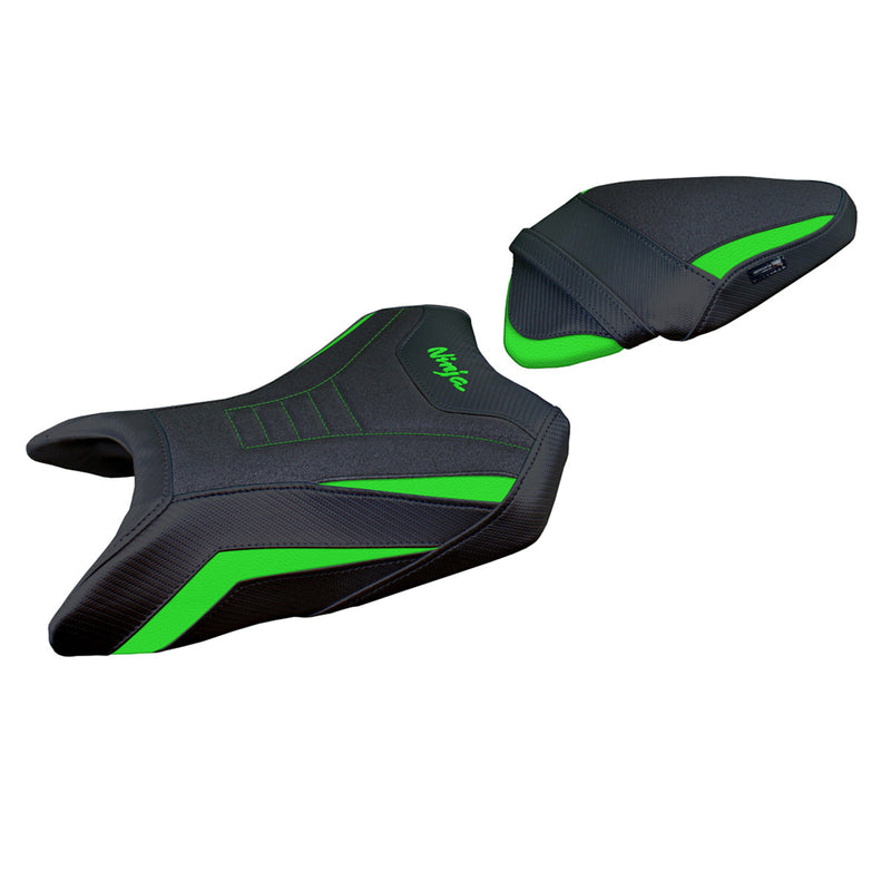 Kawasaki Ninja 500 2024 Seat Cover Tappezzeria Italia Ultragrip in Green and Black