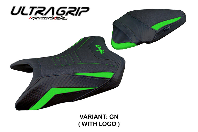 Kawasaki Ninja 500 2024 Seat Cover Tappezzeria Italia Ultragrip in Green and Black