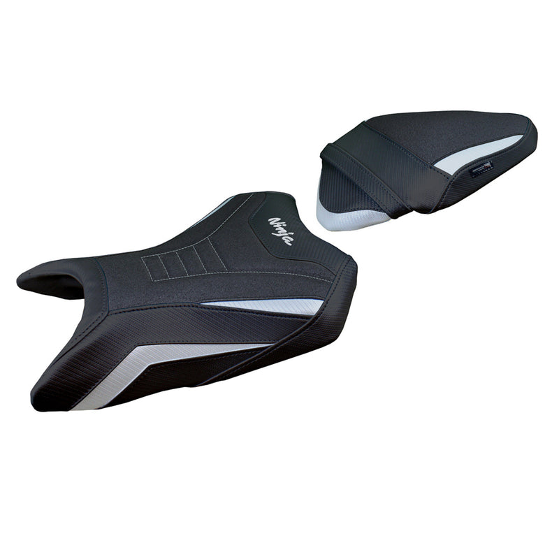 Kawasaki Ninja 500 2024 Seat Cover Tappezzeria Italia Ultragrip in Silver and Black