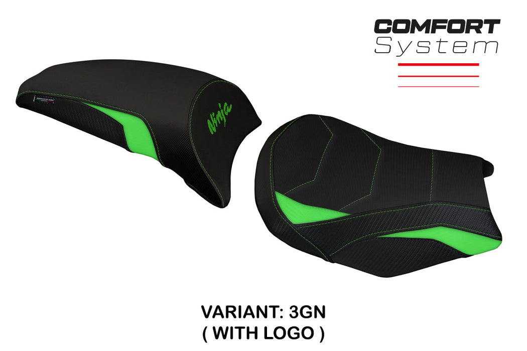Kawasaki Ninja 650 2017-2024 Seat Cover Tappezzeria Italia Comfort in Green and Black