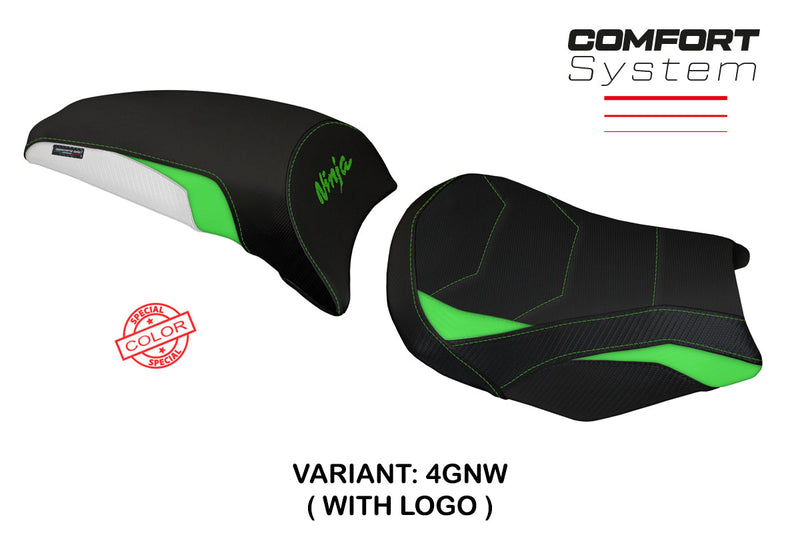 Kawasaki Ninja 650 Z650 2017-2024 Seat Cover Tappezzeria Italia Comfort in Green and White