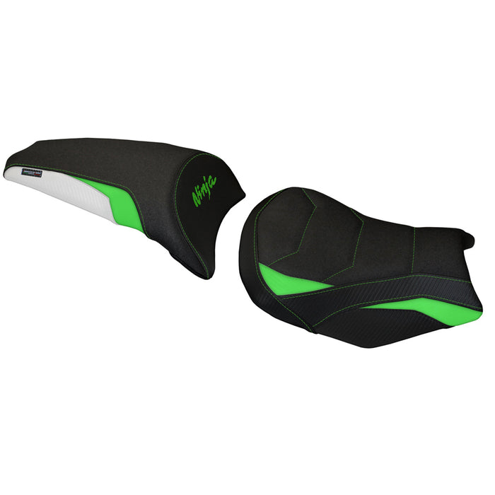 Kawasaki Ninja 650 Z650 2017-2024 Seat Cover Tappezzeria Italia Ultragrip in Green and White