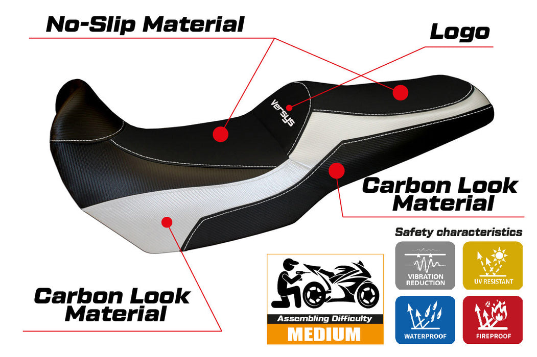 Kawasaki Versys 1000 2011-2018 Seat Cover Tappezzeria Italia in White and Black