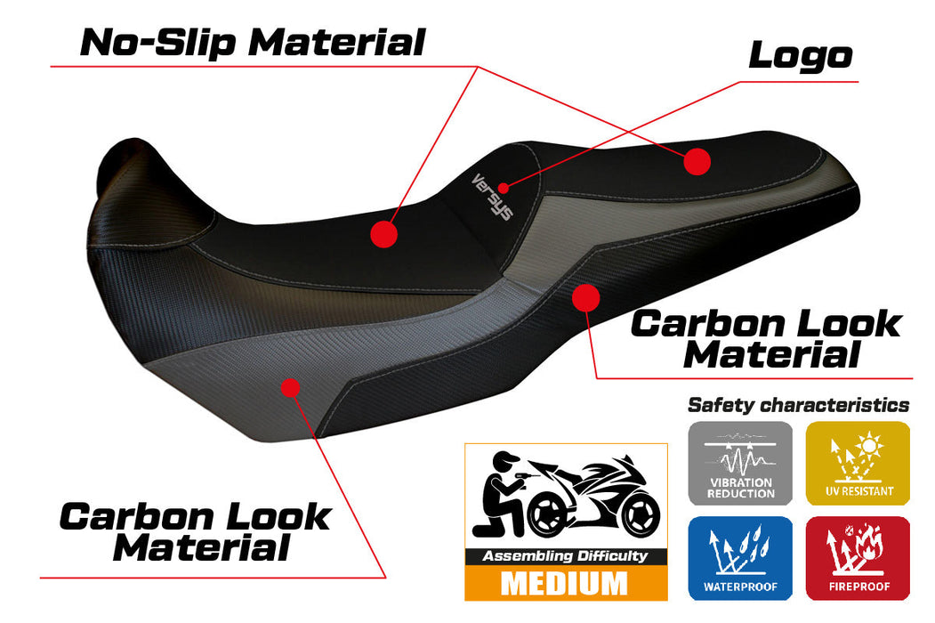 Kawasaki Versys 1000 2011-2018 Seat Cover Tappezzeria Italia in Grey and Black