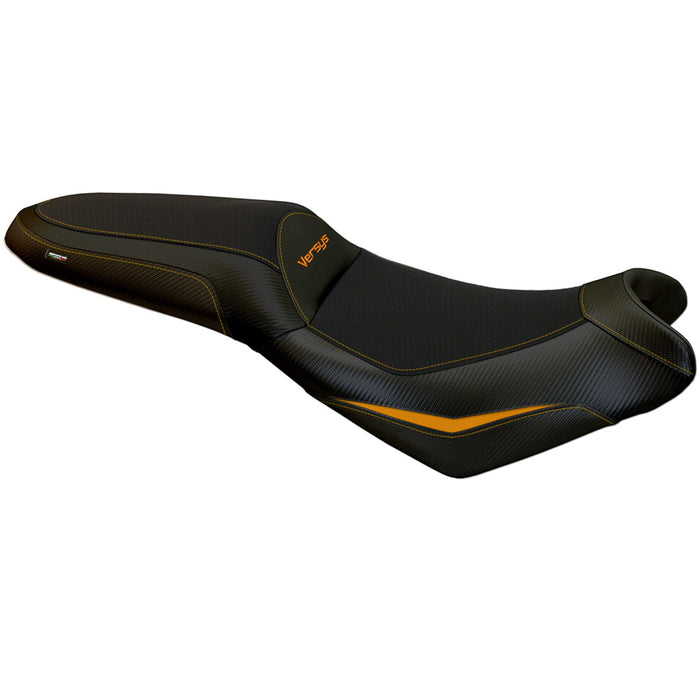 Kawasaki Versys 650 2007-2024 Seat Cover Tappezzeria Italia in Orange and Black