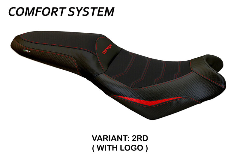 Kawasaki Versys 650 2007-2024 Seat Cover Tappezzeria Italia Comfort in Red and Black