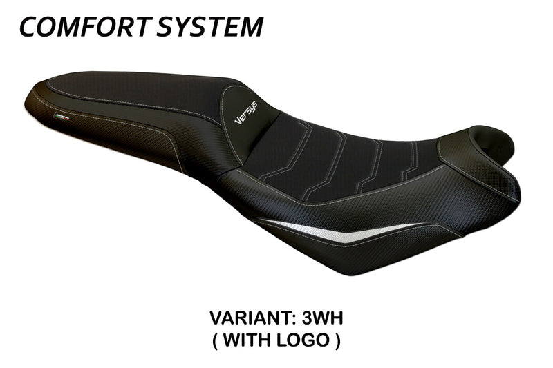 Kawasaki Versys 650 2007-2024 Seat Cover Tappezzeria Italia Comfort in White and Black