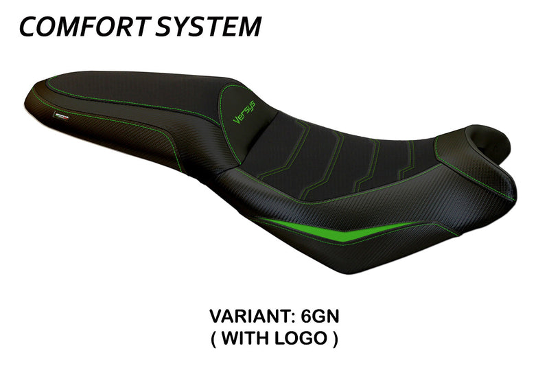 Kawasaki Versys 650 2007-2024 Seat Cover Tappezzeria Italia Comfort in Green and Black