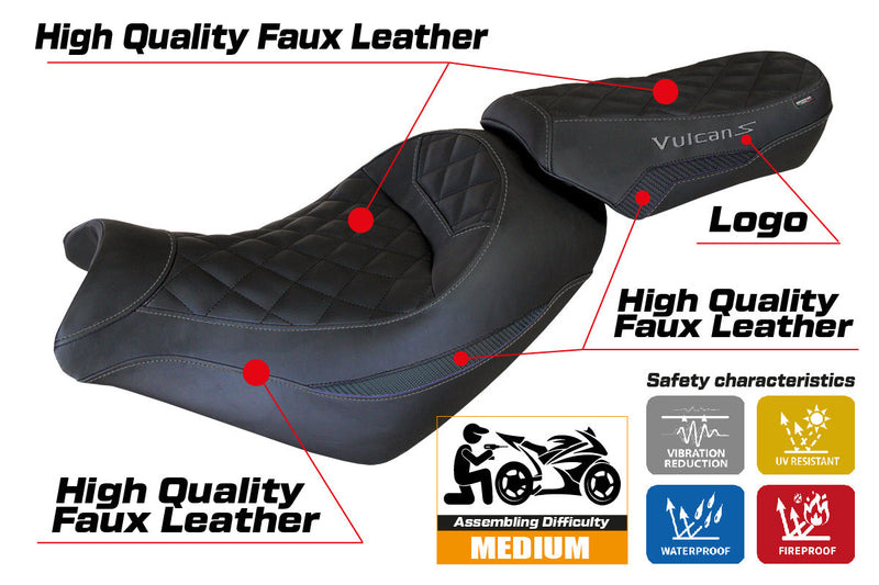 Kawasaki Vulcan 650 S 2014-2024 Seat Cover Tappezzeria Italia in Black