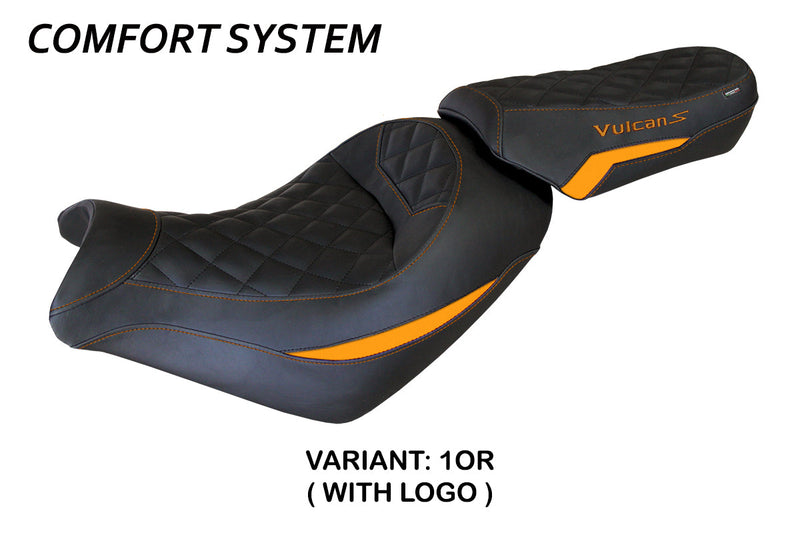 Kawasaki Vulcan 650 S 2014-2024 Seat Cover Tappezzeria Italia Comfort in Orange and Black