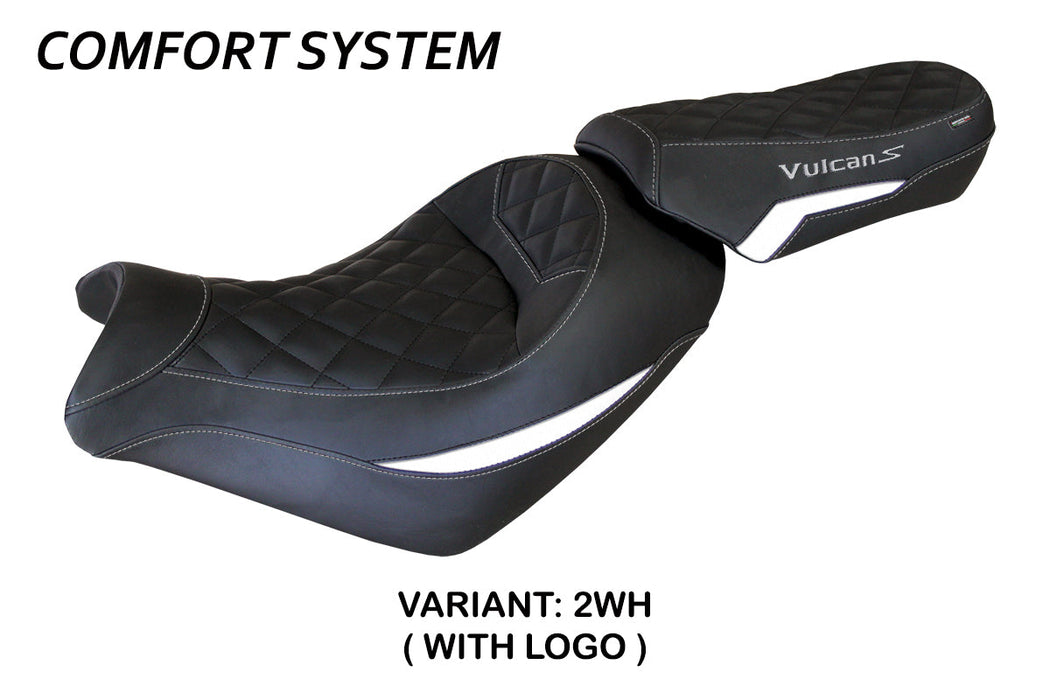 Kawasaki Vulcan 650 S 2014-2024 Seat Cover Tappezzeria Italia Comfort in White  Black