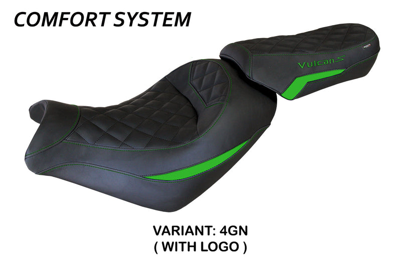 Kawasaki Vulcan 650 S 2014-2024 Seat Cover Tappezzeria Italia Comfort in Green and Black