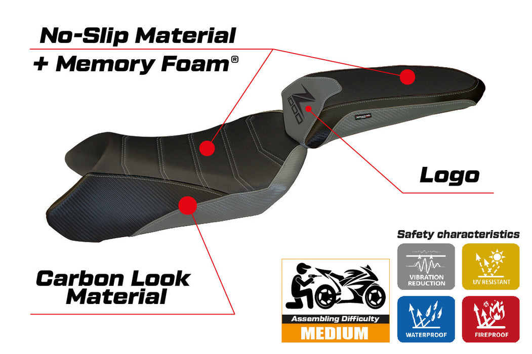Kawasaki Ninja 1000 2011-2016 Seat Cover Tappezzeria Italia Comfort in Grey