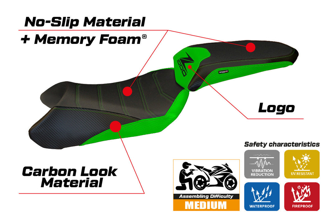 Kawasaki Ninja 1000 2011-2016 Seat Cover Tappezzeria Italia Comfort in Green