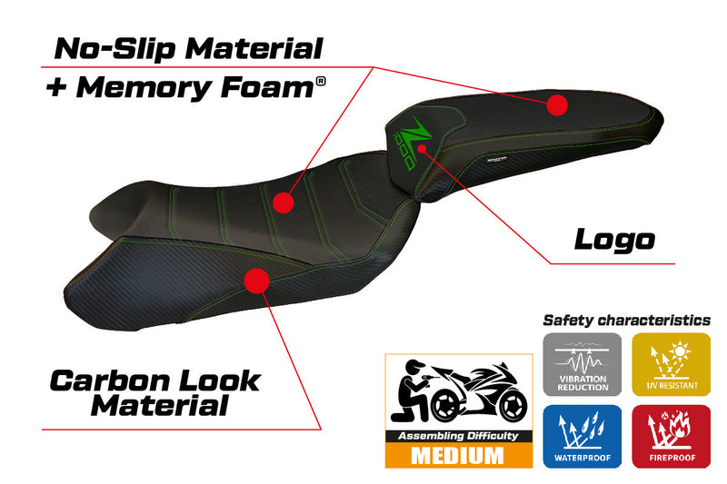 Kawasaki Ninja 1000 2011-2016 Seat Cover Tappezzeria Italia Comfort in Black
