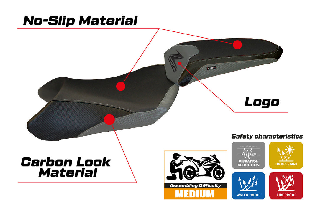 Kawasaki Ninja 1000 2017-2019 Seat Cover Tappezzeria Italia in Grey and Black