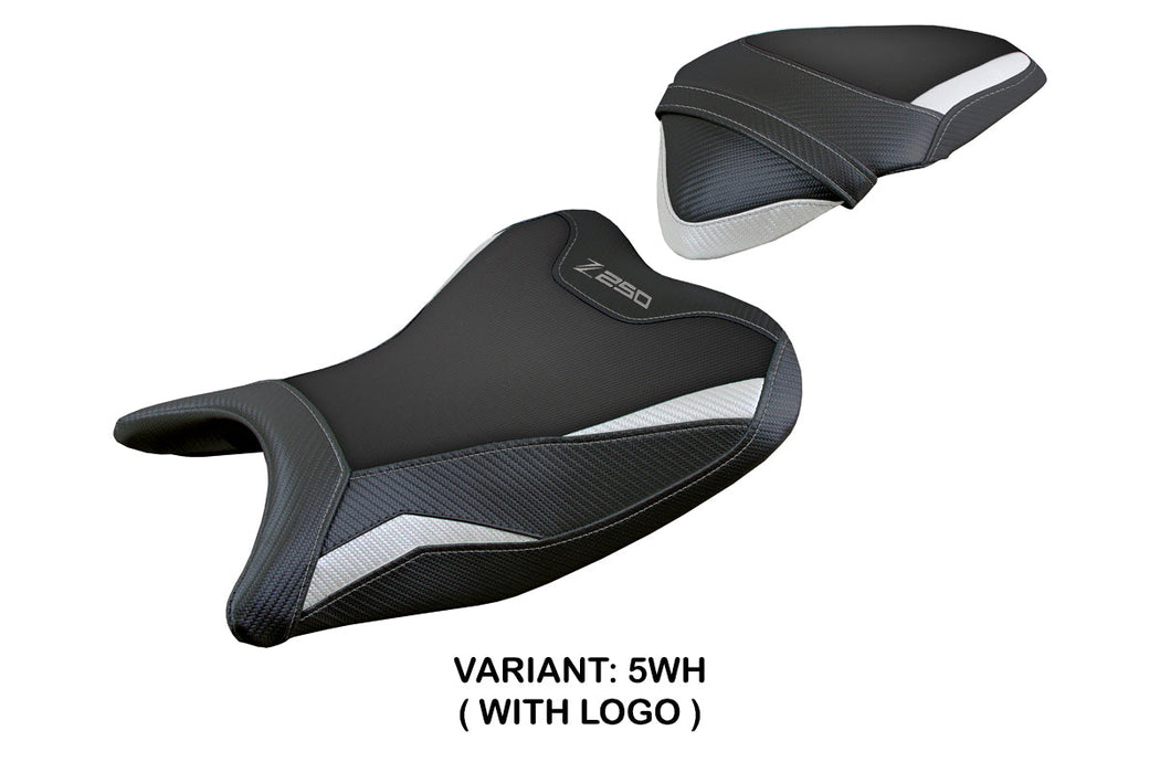 Kawasaki Z250 2019 2020 Seat Cover Tappezzeria Italia in White and Black