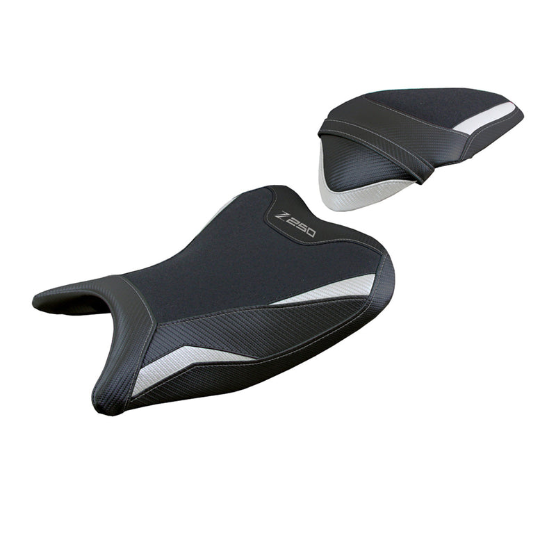 Kawasaki Z250 2019 2020 Seat Cover Tappezzeria Italia Ultragrip in White and Black