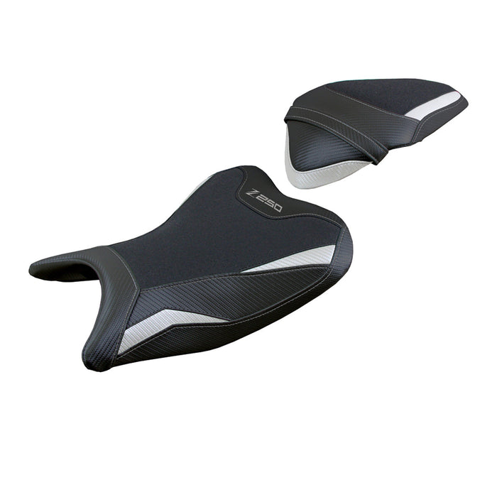 Kawasaki Z250 2019 2020 Seat Cover Tappezzeria Italia Ultragrip in White and Black