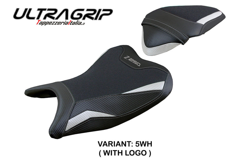 Kawasaki Z250 2019 2020 Seat Cover Tappezzeria Italia Ultragrip in White and Black