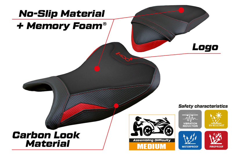 Kawasaki Z400 2018-2023 Seat Cover Tappezzeria Italia Comfort Red Black