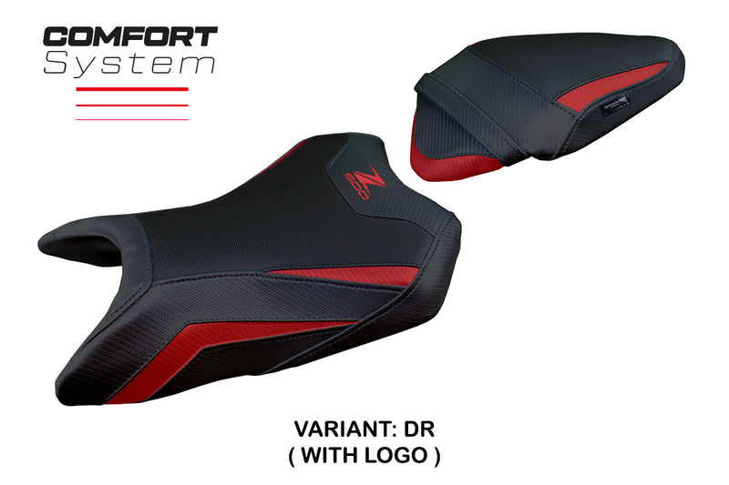 Kawasaki Z500 2024 Seat Cover Tappezzeria Italia Comfort in Dark Red and Black