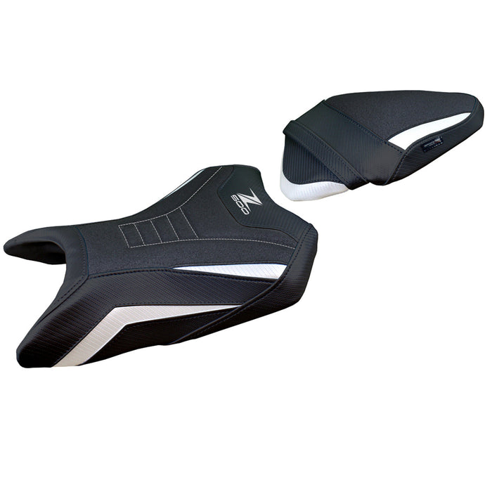 Kawasaki Z500 2024 Seat Cover Tappezzeria Italia Ultragrip in White and Black