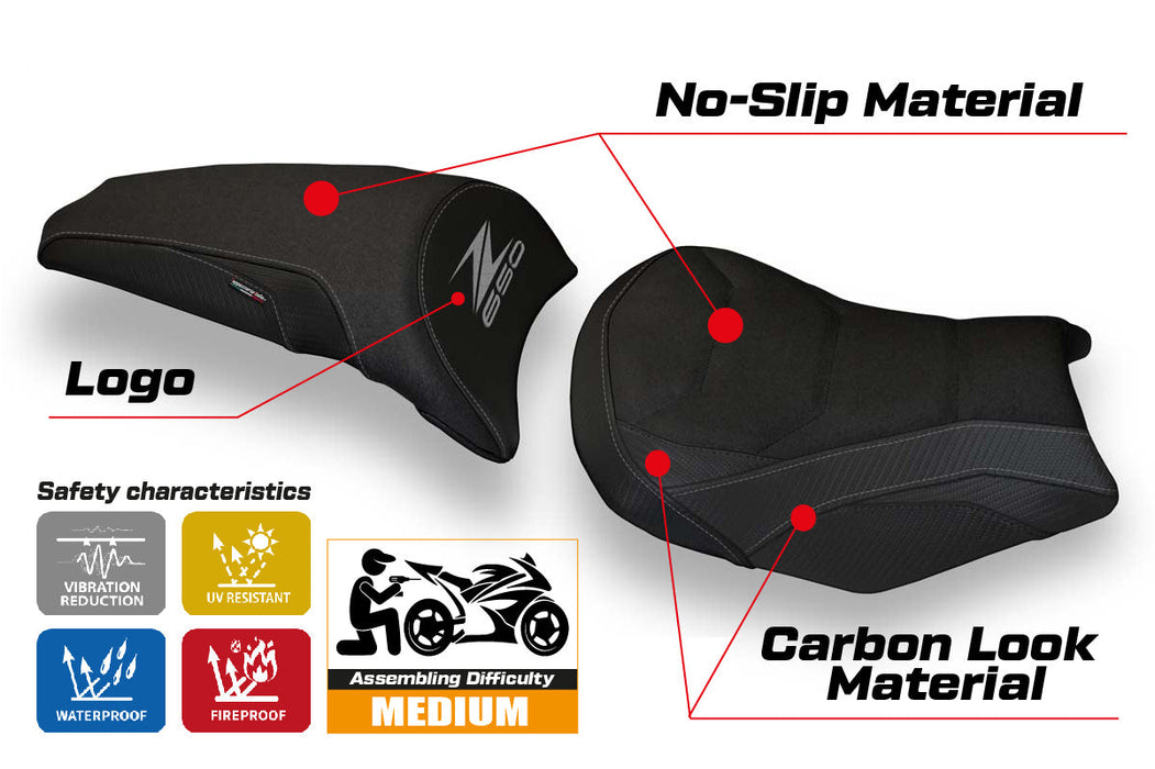 Kawasaki Z650 2017-2024 Seat Cover Tappezzeria Italia Ultragrip in Black