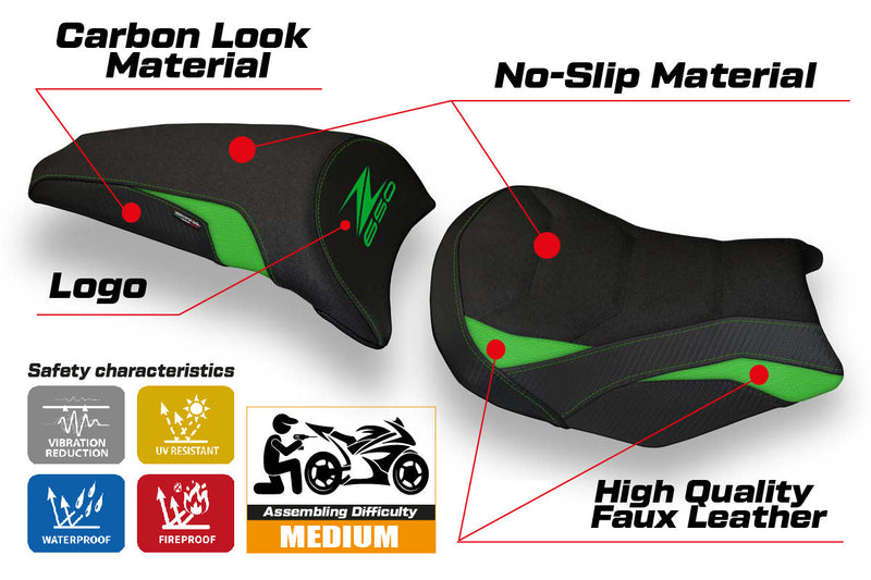Kawasaki Z650 2017-2024 Seat Cover Tappezzeria Italia Ultragrip in Green