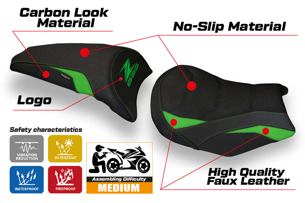Kawasaki Z650 2017-2024 Seat Cover Tappezzeria Italia Ultragrip in Green