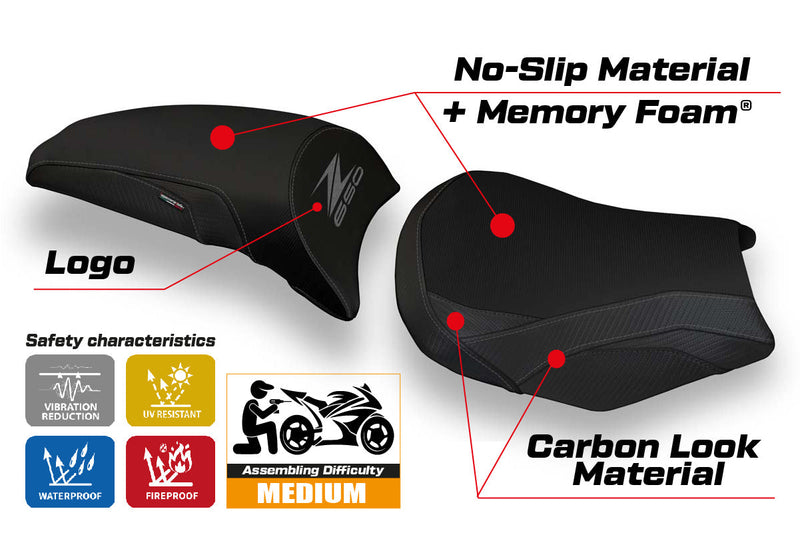 Kawasaki Z650 2017-2024 Seat Cover Tappezzeria Italia Comfort in Black