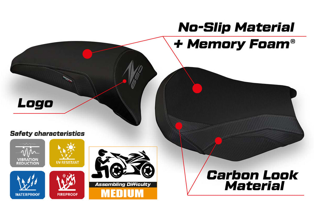 Kawasaki Z650 2017-2024 Seat Cover Tappezzeria Italia Comfort in Black
