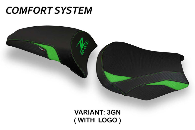 Kawasaki Z650 2017-2024 Seat Cover Tappezzeria Italia Comfort in Green and Black