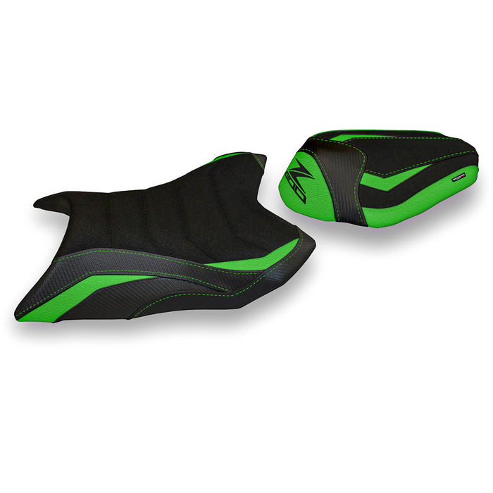 Kawasaki Z800 2013-2016 Seat Cover Tappezzeria Italia Ultragrip in Green and Black